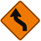 MUTCD Left Reverse Curve Turn Orange W1-4L Sign MUTCD Left Reverse Curve Turn Orange W1-4L Sign
