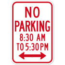 MUTCD No Parking Specify Times Double Arrow R7-2A Sign MUTCD No Parking Specify Times Double Arrow R7-2A Sign