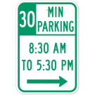 MUTCD 30 Minute Parking Right Arrow R7-108 Sign MUTCD 30 Minute Parking Right Arrow R7-108 Sign