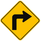 MUTCD Right Turn W1-1R Sign MUTCD Right Turn W1-1R Sign