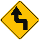 MUTCD Left Reverse Turn W1-3L Sign MUTCD Left Reverse Turn W1-3L Sign