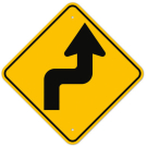 MUTCD Right Reverse Turn W1-3R Sign MUTCD Right Reverse Turn W1-3R Sign