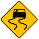 MUTCD Slippery When Wet With Car Graphic W8-5 Sign MUTCD Slippery When Wet With Car Graphic W8-5 Sign