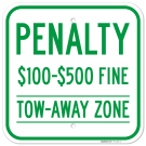 Penalty 100 500 Fine Tow Away Zone Virginia Handicap Supplementary Sign Sign, Penalty 100 500 Fine Tow Away Zone Virginia Handicap Supplementary Sign Sign,