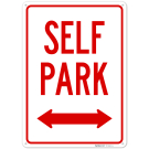 Self Park With Bidirectional Arrow Sign, Self Park With Bidirectional Arrow Sign,