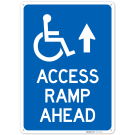 Access Ramp Ahead With Up Arrow Sign, Access Ramp Ahead With Up Arrow Sign,