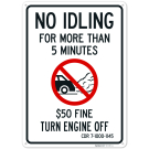 No Idling For Longer Than 5 Minutes 50 Fine Turn Engine Off Sign, No Idling For Longer Than 5 Minutes 50 Fine Turn Engine Off Sign,
