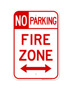 Double Arrow No Parking Fire Zone Sign