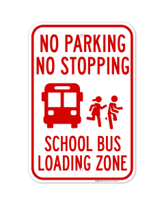 No Parking School Bus Loading Zone Sign