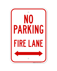 No Parking Fire Lane With Bidirectional Arrow Sign