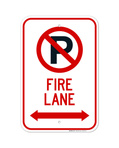 Fire Lane With Bidirectional Arrow Sign