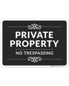 Private Property No Trespassing Sign, Decorative Style