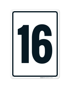 Parking Lot Number Sign With Number 16 (Sixteen) Sign