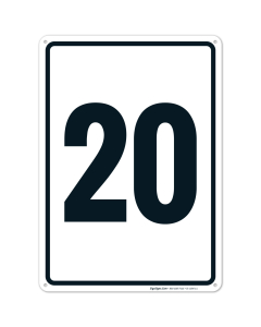 Parking Lot Number Sign With Number 20 (Twenty) Sign