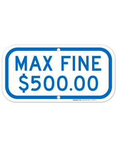 New York Handicap Parking Sign, Max Fine $500