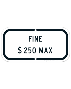 Florida Handicap Parking Sign, Fine $250 Max