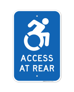 New York Handicap Parking Sign, Access At Rear With Symbol Sign