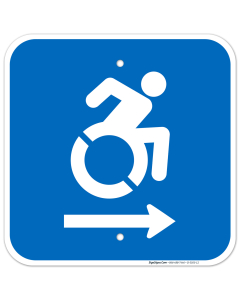 New York Handicap Parking Sign, Accessible Symbol With Right Arrow Sign