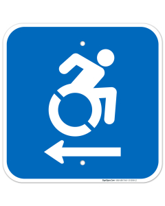 New York Handicap Parking Sign, Accessible Symbol With Left Arrow Sign