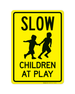 Slow Children At Play With Kids Playing Image Sign, Traffic Sign