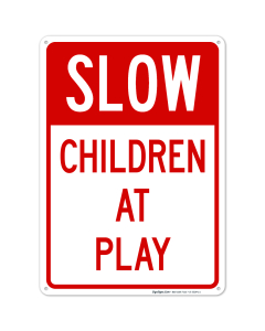 Slow Children At Play Red Sign, Traffic Sign