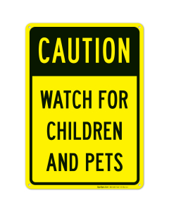 Caution Watch For Children And Pets Sign, Traffic Sign