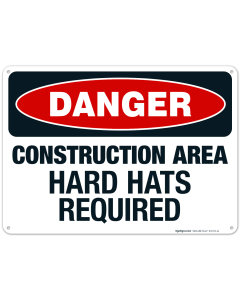 Construction Area Hard Hats Required Sign, OSHA Danger Sign
