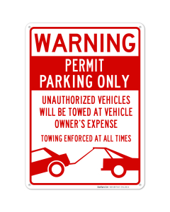 Permit Parking Only with Warning Sign