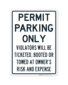 Permit Parking Only Black Sign