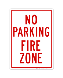 Red No Parking Fire Zone Sign