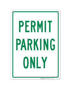 Permit Parking Only Green Sign