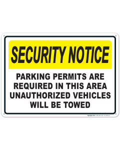 Parking Permits Required In Area Notice Sign