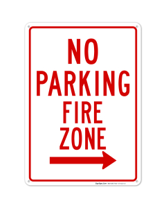 Right Side No Parking Fire Zone Sign