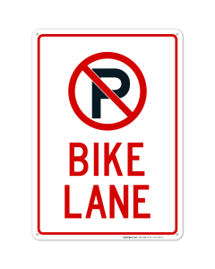 Bike Lane With No Parking Symbol Sign