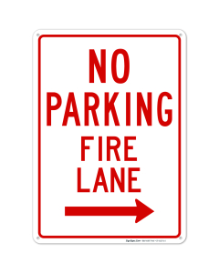 Right Side No Parking Fire Lane Sign
