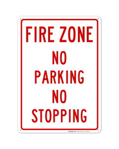 No Parking No Stopping Fire Zone Sign
