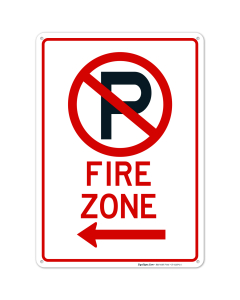 Left Side Fire Zone No Parking Symbol Sign