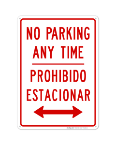 Bidirectional No Parking Any Time Sign