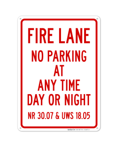 Wisconsin Fire Lane No Parking At Any Time Day Or Night Sign