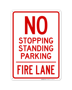 No Stopping Standing Parking - Fire Lane Sign