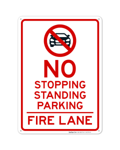 No Stopping Standing Fire Lane With Graphic Sign
