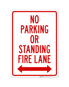 No Parking Or Standing Fire Lane With Bidirfectional Arrow Sign