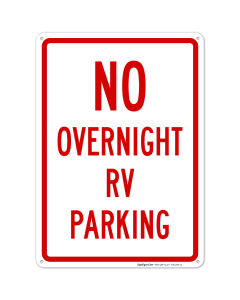 No Overnight RV Parking Sign