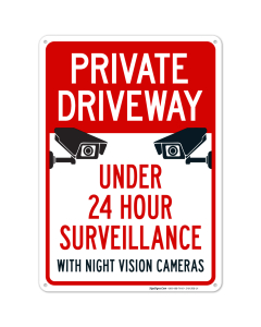 Under 24 Hour Video Surveillance By Night Vision Cameras With Graphic Sign