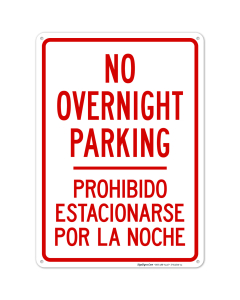 No Overnight Parking Bilingual Sign