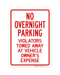 No Overnight Parking Violators Towed Away At Vehicle Owner's Expense Sign, (SI-64824)