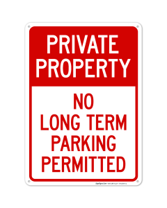 Private Property No Long Term Parking Permitted Sign