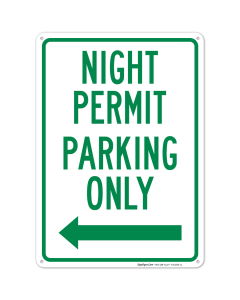 Night Permit Parking Only With Left Arrow Sign