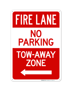Fire Lane No Parking Tow Away Zone With Left Arrow Sign, (SI-65032)