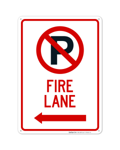 Fire Lane With Left Arrow Sign